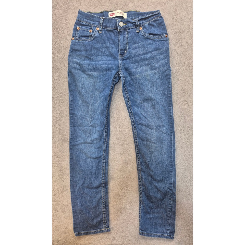 Levis 510 Boys Size 14 Regular Skinny Jeans Medium Wash Blue Denim Fusele